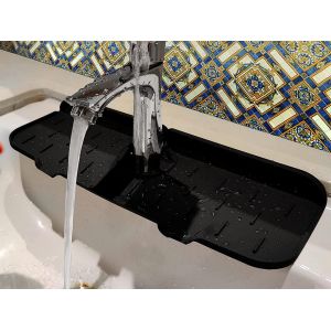 Tapis de robinet en silicone pour &eacute;vier de cuisine, protection anti-&eacute;claboussures - Lot de 2 - Neuf