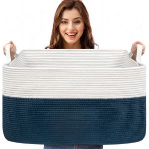 MEVRONISSHOP-Paniers de rangement pliables extra larges de 65 L avec poign&eacute;es &iquest; Bo&icirc;te de rangement en tissu robuste pour jouets, couvertures, v&ecirc;tements saisonniers &iquest; Design pliable et peu encombrant - Neuf