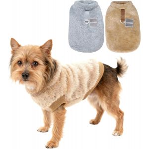 Kalanka-2 Pi&egrave;ces Pull En Polaire Pour Animal Domestique Avec Anneau En D, Pull En Peluche Pour Chien Et Chat, Pour Petits Chiens Chats, Chiots Yorkshire Chihuahua V&ecirc;tements Chauds - Neuf