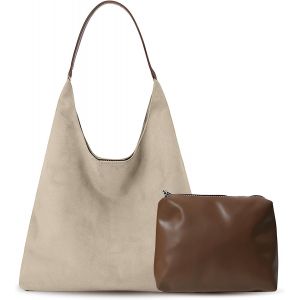 ERSHI-Sac fourre-tout avec petit sac à main en daim pour femme - Grand sac à bandoulière - Uni - Grand sac à bandoulière - Sac fou[1 - Neuf