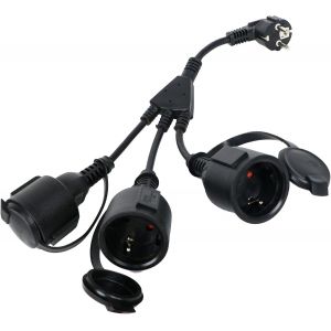 Rallonge Extérieure Avec 3 Prises Schuko : Câble D'Alimentation Étanche Ip44 U2013 Répartiteur De Prise Extérieur, Triple Fiche Pour La Maison, Le Bureau, L'Extérieur - Neuf