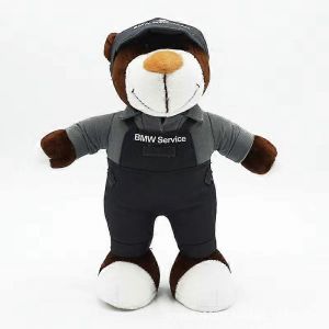 Ours en peluche drole en forme de moto avec casque, veste, vetements, poupees en peluche, oreiller doux, cadeau pour enfants et garcons - Neuf