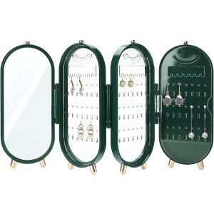 Présentoir À Boucles D'oreilles Miroir Pliable, Boîte De Rangement Pour Boucles D'oreilles, Bracelets, Colliers, 153 Emplacements Pour Boucles D'oreilles, 24 Encoches - Neuf
