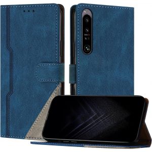 Kal-Étui Pour Sony Xperia 1 Iv, Housse En Cuir Pu Avec [Protection Antichoc Tpu] [Fonction Support] [Porte-Cartes ] Antichoc Magnétique Coque Pour Xperia 1 Iv - Bleu - Neuf