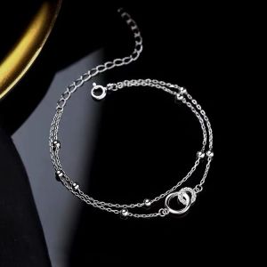 Bracelet Double Chaîne Pour Femme, Bijou Original, Cadeau De Noël Pour Femme, Mère, Épouse, Fille - Ajustable - Neuf