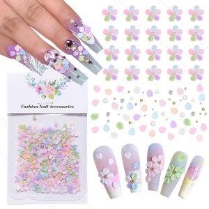 Lbgwp60-500 Pièces De Suspensions De Fleurs 3d Pour Ongles, Perles De Couleurs Variées, Pierres Précieuses Et Strass En Forme De Fleurs - Neuf