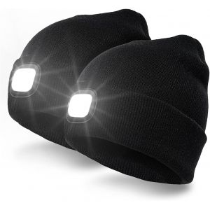 Casquette Led En Tricot Avec Lumi&egrave;re Rechargeable Par Usb,&Eacute;clairage Et Modes D'avertissement Clignotant 8 Led,Installation Facile Avant Et Arri&egrave;re,Bonnet En Tricot Chaud D'hiver.[F164] - Neuf