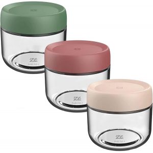 Cmws-Lot De 3 Bocaux En Verre De 283,5 G Avec Couvercle À Vis Étanche Pour L'avoine, Les Yaourts, Les Flocons D'avoine, Les Céréales, Le Lait, Les Fruits, Les Condiments, 3 Couleurs (280 Ml) - Neuf