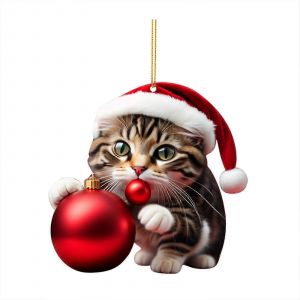 La pendaison de Chat Ornement pour le D&eacute;cor de No&euml;l avec un Mat&eacute;riau Acrylique - Neuf