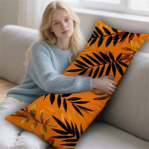 Orange Brûlée Coussin De Grossesse 50x130cm Oreiller De Corps Feuille Housse Coussin Pour Dormeur Long Sur Le Côté, Traversin Oreiller De Corps Pillow Case, Pour La Maison Chambre Lit Canapé Lyd-190 - Neuf