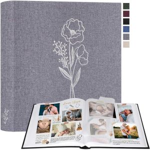 Album Photo Scrapbooking,Grand Lin DIY Album 100 Pages Blanches Avec S&eacute;parateurs de Cellophane,Pour Photos 9x13cm 10x15cm 13x18cm (Gris,30x33,5cm) - Neuf
