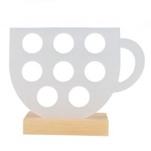 Hjlian Support A Capsules De Cafe A 8 Trous En Acrylique, En Forme De Tasse, Avec Base En Bambou - Neuf