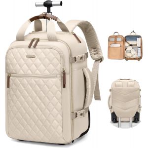 LETNERNY-Sac À Dos De Voyage À Roulettes Avec Roulettes, Article Personnel, Bagage À Main À Roulettes, Abricot, 17 Inch - Neuf