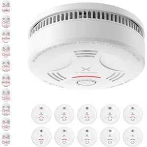 D&eacute;tecteur de Fum&eacute;e avec Batterie Scell&eacute;e 10 Ans, Pad Adh&eacute;sif Magn&eacute;tique, D&eacute;tecteur d'Incendie avec Support Magn&eacute;tique, Conforme &agrave; la Norme EN14604, SD11, Lot de 10 - Neuf