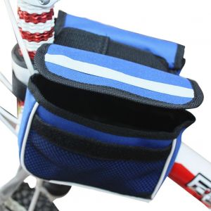 Sac De Rangement Pour Cadre Superieur De Velo, Double Pochette (Bleu) - Neuf