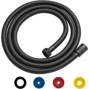 Flexible de Douche,Tuyau de Douche en Acier Inoxydable,Raccord Fileté Universel (G1/2"",2M),Anti-Torsion et Anti-Pliure,Flexible Douchette avec 4 Limiteur de Débit d'Eau,Noir - Neuf