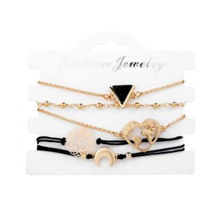 Ensemble De 5 Bracelets Et Cha&icirc;nes De Pied Triangulaires Avec Carte De L'amour - Neuf