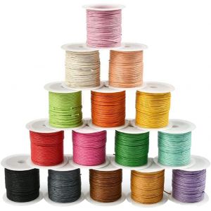 Mevronisshop-15 Couleurs De Fil De Coton Cir&eacute; 1 Mm Fil Cir&eacute; 10 M Fil &Agrave; Coudre Cuir Fil Nylon Fil Polyester Cordon Coton Pour Bricolage Fabrication De Bijoux Bricolage - Neuf