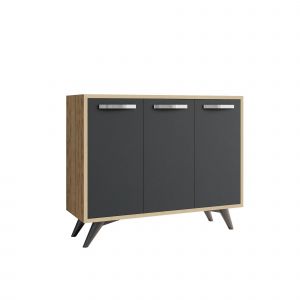 Buffet en bois "Piffa" - 100 x 35 x 82 cm - Gris anthracite - Neuf