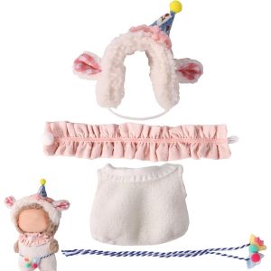 KALANKA-Vêtements Poupée, Polyester Peluche Tenues Poupée Combinaison Chapeau Mouton Écharpe Corde à Suspendre Accessoires de Jouets Vêtements pour Décoration de Jouets Présentoir - Neuf