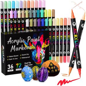Mevronisshop-Lot De 72 Crayons Acryliques Imperm&eacute;ables Pour Pierres, Bois, Verre, Toile, Papier, C&eacute;ramique, Bricolage, Album Photo - Neuf