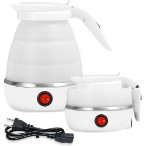 Bouilloire Pliable En Silicone 0.6L Bouilloire Portable Mini Bouilloire Pliable Bouilloire 5 Minutes Ebullition Rapide Pour Ext&eacute;rieur, Camping, Randonn&eacute;e (Blanc) - Neuf