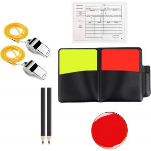 acdsgd-1 kit d'arbitre, carton rouge et carton jaune, avec 2 sifflets d'arbitre, 2 crayons noirs, convient pour les accessoires de football utilis&eacute;s dans les comp&eacute;titions sportives - Neuf