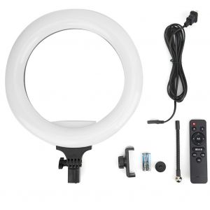 Anneau lumineux de 14 pouces avec telecommande pour tournage de videos VLog en direct, prise americaine AC100-240 V - Neuf