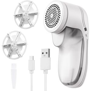 KALANKA-Rasoir Anti Bouloche Vetement Rasoir &agrave; Peluche &Eacute;lectrique Machine Anti Bouloche Rasoir Anti-Bouloche USB Rechargeable Portable avec 2 Lame Rechange pour V&ecirc;tements Couverture Pull Canap&eacute; Fibre - Neuf
