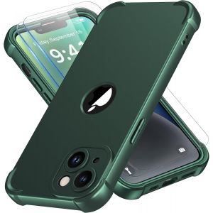 Brs-Coque Pour Iphone 14 Plus + 2 Pièces Verre Trempé Protection Écran, Antichoc Souple Silicone Tpu Arrière Rigide Pc Avant Housse De Protection Pour Iphone 14 Plus Case 6,7"" Vert - Neuf
