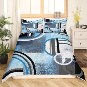 Housse De Couette Homewish Peinture À L'huile Double, Housse De Couette Géométrique, Parure De Lit Aquarelle Ombrée, Parure De Lit Bleu Marine, Noir Et Gris, Housse De - Neuf