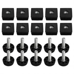 10 Pi&egrave;ces R&eacute;glable M8 Fil Meuble Pied & 3x3cm Carr&eacute; Table Pied Bouchon Fin - Neuf