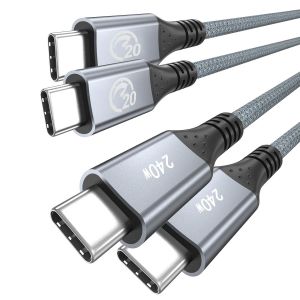 KAL-240W Câble Usb C Vers Usb C 4.5M (Lot De 2), Câble Usb 3.2 Gen2X2 Transfert De Données 20Gbps 4K@60Hz Type-C Pd Charge Rapide,Pour Iphone 15 Plus Pro Max Macbook Pro Ipad Pro Galaxy S24 - Neuf