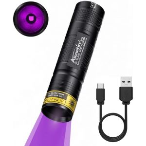 Sv110 Uv Led Torch 365nm Small Usb C Rechargeable Mini Lamp Ultraviolet Black Light Urine Detector For Resin, Fishing, Scorpion, Minerals, Amber With Built-In Battery - Neuf