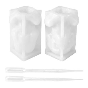 Moule En Silicone 3d Cr&acirc;ne,Bricolage Halloween T&ecirc;te De Mort Bougie Moule &laquo; Don't Look &raquo;,&laquo; Don't Listen &raquo;,Moule &Eacute;poxy Fo - Neuf