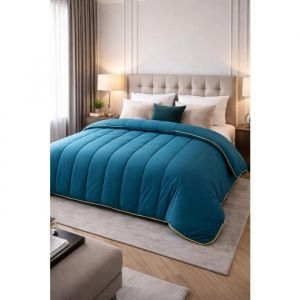 Couette Temp&eacute;r&eacute;e Bleu P&eacute;trole - 2 Personnes 240x260 - Mi Saison - Mortreux - Neuf