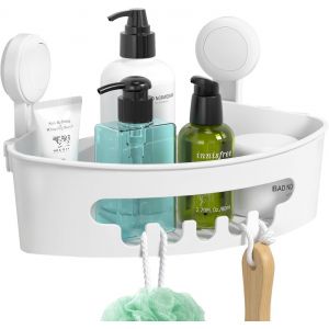 Etagère Douche Ventouse Serviteur Panier de Douche Amovible sans Perçage pour Salle de Bain Panier Rangement Cusine pour Shampooing Revitalisant Savon - Blanc - Neuf