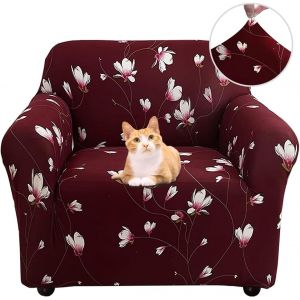 CAUC-Housse de Canap&eacute; Extensible 1 Place Couverture Canap&eacute; avec Accoudoirs Moderne Couvre Canap&eacute; Elastique Universelle Rev&ecirc;tement de Canap&eacute; Housse de Protection,Orchid&eacute;es Fuchsia - Neuf