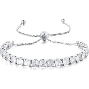 Eryi-Bracelet Femme Argent Tennis Bracelet Couple Bleu Et Cristal Zircone Cubique Bijoux Personnalisés Cadeau Femme Amitié Anniversaire Femme - Neuf