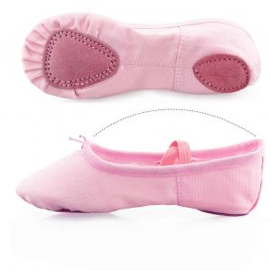 Ballet pantoufle chaussure de danse toile Ballet Yoga chaussures de danse avec semelles en cuir souple pour enfants Tout-petits Garçons Filles Rose Lacets Taille 26 - Neuf