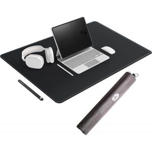 lbgwp60-TapisDe Bureau En Cuir 110 X 60Cm, Tapis De Souris Antidérapant En Imperméable, Sous Main Bureau Pour Le Bureau Et La Maison (Noir) - Neuf