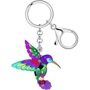 Kal-Porte-Cl&eacute;s Colibri Volant En Acrylique Bijoux Oiseaux Mignons Cadeaux Pour Femme Fille Portefeuille Porte-Cl&eacute;s Voiture Charms D'&eacute;t&eacute; - Neuf