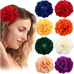 Lbgwp60-Lot De 8 Grandes Barrettes À Cheveux En Forme De Pivoine, Multicolore, Accessoires Pour Cheveux, Bibi Vintage Rose Pour Femmes, Filles, Fête, Plage, Mariage - Neuf