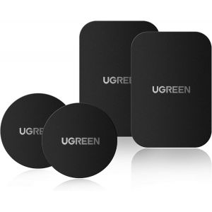 TIANYI-4 Pi&egrave;ces Plaques M&eacute;talliques avec Adh&eacute;sif 3M pour Adh&eacute;rer &agrave; Support Magn&eacute;tique T&eacute;l&eacute;phone Voiture Feuille Adh&eacute;sives en &Eacute;paisseur 0,5 mm 2 Rondes et Rectangulaires - Neuf