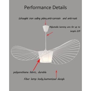 Subzonal-Vertigo Suspension Chapeau Tissé À La Main Led Suspension (200cm Fil Réglable) Fibre De Verre + Pu Chapeau Abat-Jour Suspension Chambre Cuisine Lumière Suspendue 80cm, Blanc - Neuf