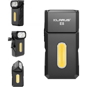 Ulteronixshop-KLARUS E8 EDC Lampe de Poche Rechargeable,syst&egrave;me Triple lumi&egrave;re 1 000 lumens, t&ecirc;te pivotante &agrave; 180 &deg;, Design Compact Tout en m&eacute;tal avec Aimant et Clip de Poche, Lampe de Travail &eacute;tanch - Neuf