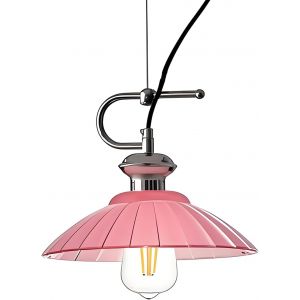 Subzonal-Suspension Industrielle En C&ocirc;tel&eacute; Avec Accents Chrom&eacute;s, Luminaire De Plafond Avec 180cm R&eacute;glable C&acirc;ble, E27 Lampe Suspendu Lustre Pour Cuisine Salle &Agrave; Manger Chambre (Rose, 25cm) - Neuf
