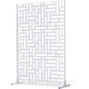 Mevronisshop-Brise-Vue En M&eacute;tal, 120x193 Cm, Panneau Intimit&eacute; Autoportant Avec Support, &Eacute;cran De Confidentialit&eacute; D&eacute;coratif, Paravent S&eacute;parateur Ext&eacute;rieur Pour Patio, Balcon, Salle Int&eacute;rieure, Jardin, - Neuf