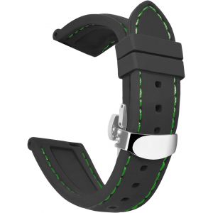 Kal-Unisex Caoutchouc Bracelet Montre Fermoir Papillon 8 Couleurs 5 Tailles Bracelet En Silicone De Remplacement Compatible Avec 18mm, 20mm, 22mm, 24mm Watchband Watch Strap - Neuf