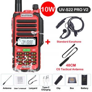 Baofeng UV S22 PRO V2 IP68 talkie-walkie étanche double bande 136-174/400-520MHz Radio amateur améliorée de UV9R UV5R Pro portée 50KM - Type V2 Red 5-Usb plug - Neuf
